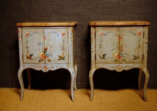 Pair of Italian Painted Bedside Cupboards
